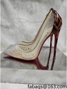 Christian Louboutin Stud Mesh and Animal Print High Heel Pumps White/Brown 2022 031906