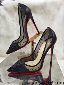 Christian Louboutin Stud Mesh and Leather High Heel Pumps Black 2022 031905