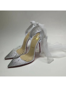 Christian Louboutin Stud High Heel Pumps with Mesh Ribbon White 2022 031911