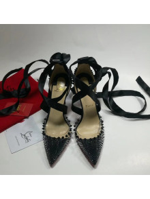 Christian Louboutin Stud High Heel Pumps with Mesh Ribbon Black 2022 031913