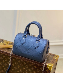 Louis Vuitton Speedy Bandoulière 20 Bag in Shimmering Navy Blue Embossed Grained Leather M58958 2021 