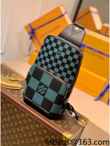 Louis Vuitton Avenue Slingbag in Damier Leather N50038 Navy Aqua Green/Black 2022