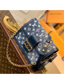 Louis Vuitton Dauphine MM Handbag in Faded Denim Jacquard M59631 Navy Blue 2022