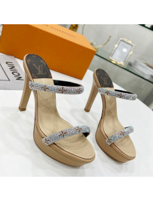 Louis Vuitton Appeal Crystal Slender Straps High Slide Sandals 10.5cm Beige 2022