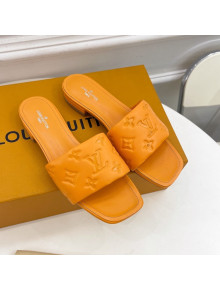 Louis Vuitton Revival Flat Slide Sandals in Monogram Embossed Lambskin Orange 2022 