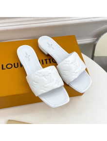 Louis Vuitton Revival Flat Slide Sandals in Monogram Embossed Lambskin White 2022 