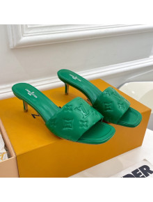 Louis Vuitton Revival High Heel Slide Sandals 5.5cm in Monogram Embossed Lambskin Green 2022 