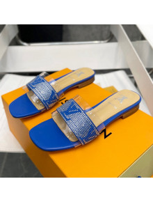 Louis Vuitton TPU and LV Crystal Flat Slide Sandals Blue 2022