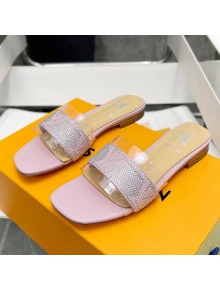 Louis Vuitton TPU and LV Crystal Flat Slide Sandals Pink 2022