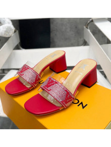 Louis Vuitton TPU and LV Crystal Heel Slide Sandals Red 2022