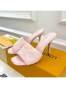 Louis Vuitton Revival High Heel Slide Sandals 9.5cm in Monogram Embossed Lambskin Pale Pink 2022 