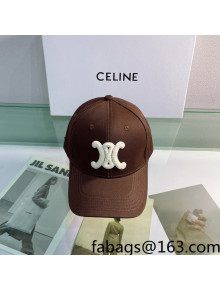 Celine Canvas Baseball Hat Brown 2022 11