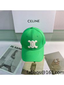 Celine Canvas Baseball Hat Green 2022 13