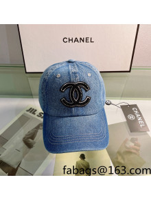 Chanel Denim Baseball Hat Dark Blue 2022 0310148