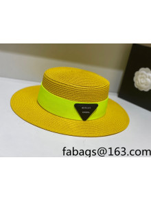 Bottega Veneta Straw Wide Brim Hat Yellow 2022 031120