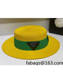 Bottega Veneta Straw Wide Brim Hat Yellow 2022 031125