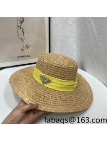 Prada Straw Wide Brim Hat Khaki/Yellow 2022 0401129