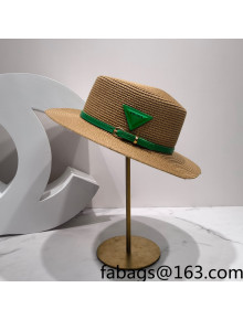 Prada Straw Buckle Wide Brim Hat Khaki 2022 0401132