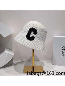 Celine Straw C Buckle Hat White 2022 0401137