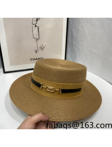 Celine Straw Wide Brim Hat Khaki 2022 0401139