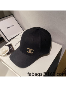 Chanel Sequins CC Canvas Baseball Hat Black 2022 0401122