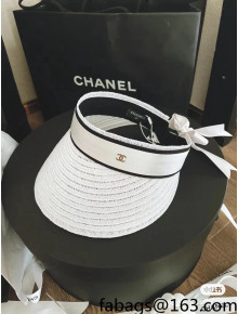 Chanel Visor Boe Tie Hat White 2022 0401144