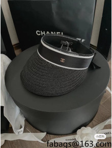 Chanel Visor Boe Tie Hat Black 2022 0401145