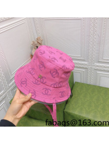 Chanel CC Canvas Bucket Hat Pink 2022 0401146