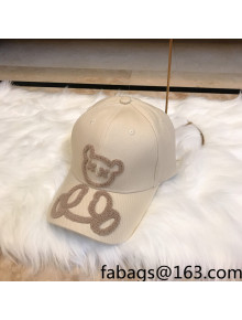 Fendi Bear Canvas Baseball Hat White 2022 040211