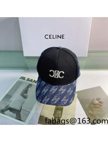 Celine Canvas Baseball Hat Black/Blue 2022 040213