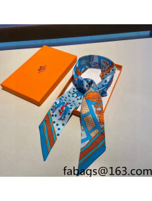 Hermes Silk Bandeau Scarf Blue 2022 09