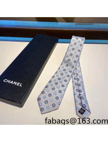 Chanel Print Silk Tie Gray 2022 74