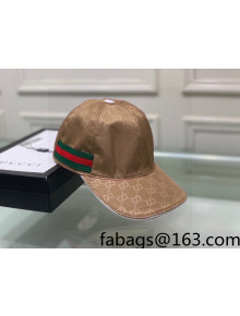 Gucci Web Baseball Hat Brown 2022 031071