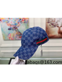 Gucci GG Denim Web Baseball Hat Blue 2022 031073