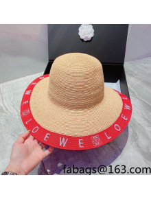 Loewe Straw Wide Brim Hat Beige/Red 2022 033120