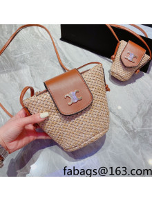 Celine Triomphe Small Bag in Straw and Leather Beige/Brown 2022 033110