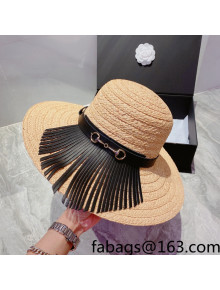 Gucci Straw Wide Brim Hat Beige/Black 2022 033166