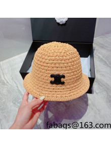 Celine Straw Knit Bucket Hat Khaki 2022 040108