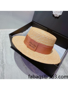 Prada Straw Wide Brim Hat Beige/Brown 2022 040117