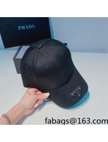 Prada Canvas Baseball Hat Black 2022 033113