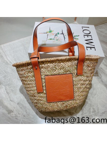 Loewe Small Straw and Leather Basket Bag Beige/Orange 2022 033102