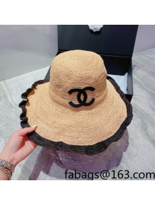 Chanel Straw Wide Brim Hat Beige 2022 040148