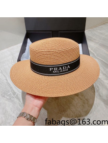 Prada Straw Wide Brim Hat Khaki 2022 040154