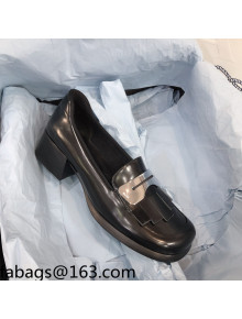 Prada Brush Leather Pumps Black/Silver 2021 112395