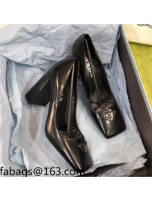 Prada Brush Leather Pumps Black/Silver 2021 112397