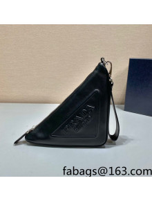 Prada Triangle Leather Pouch 1NE039 Black 2021 