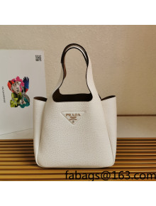 Prada Flou Leather Tote Bag 1BG335 White 2021 