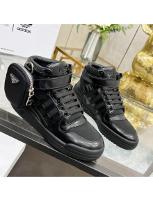 Prada x Adidas Silky Calfskin High-top Sneakers with Pouch Black 2022 90