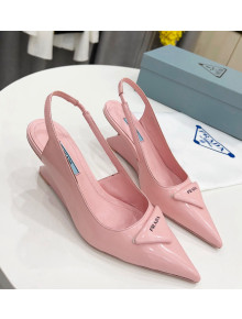 Prada Brush Leather Slingback Pumps 6.5cm Pink 2022 04