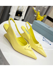 Prada Brush Leather Slingback Pumps 6.5cm Yellow 2022 05